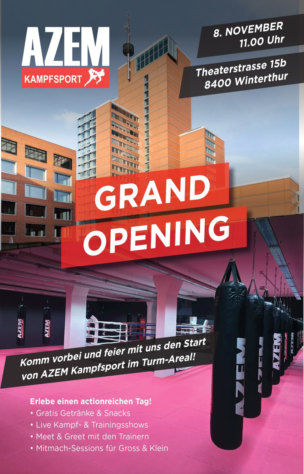 Grand Opening in Winterthur mit Live-Shows, Mitmach-Sessions und Meet & Greet mit den Trainern | AZEM Kampfsport